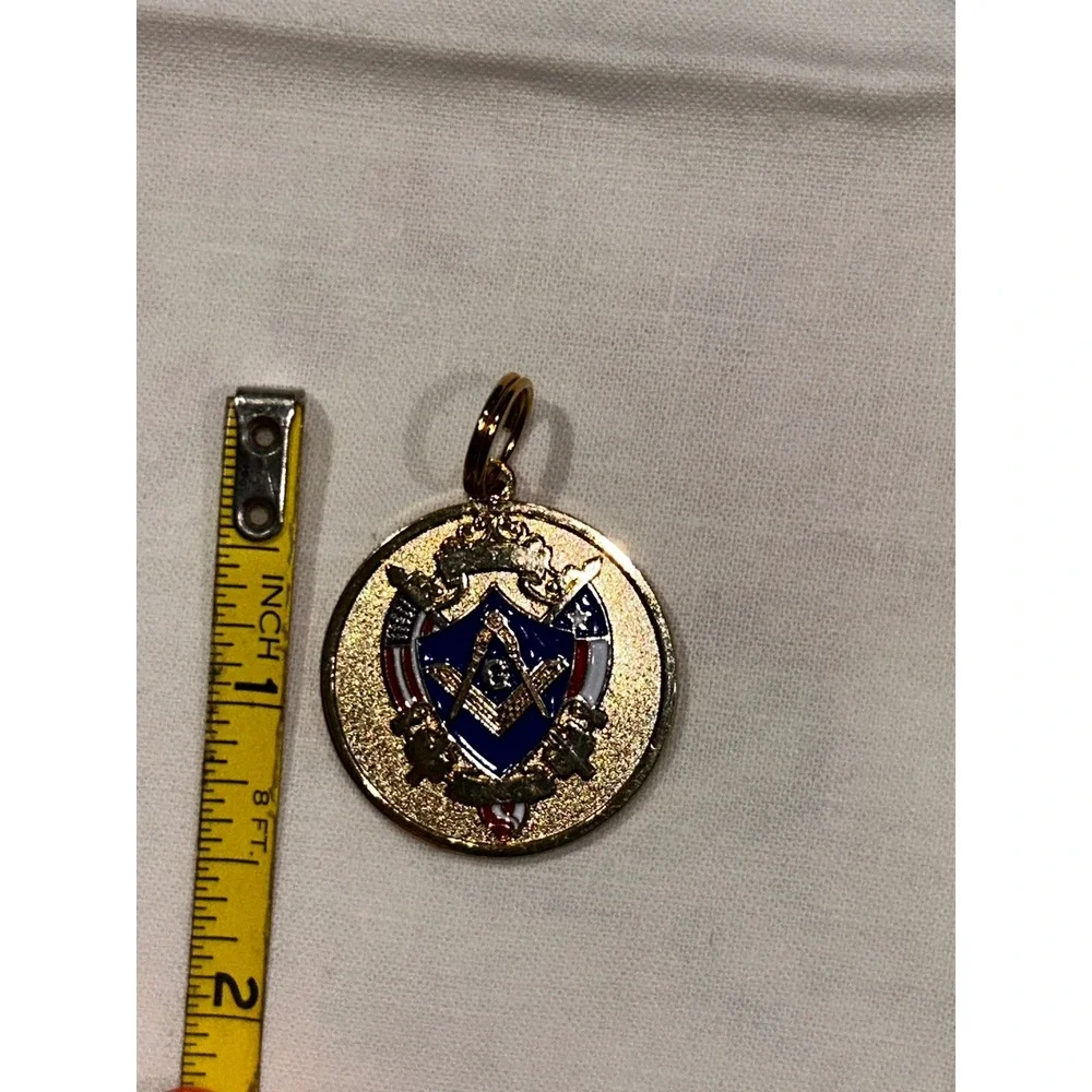 Masonic Grand Lodge of Texas Pendant Gold Tone Blue Enamel Medallion